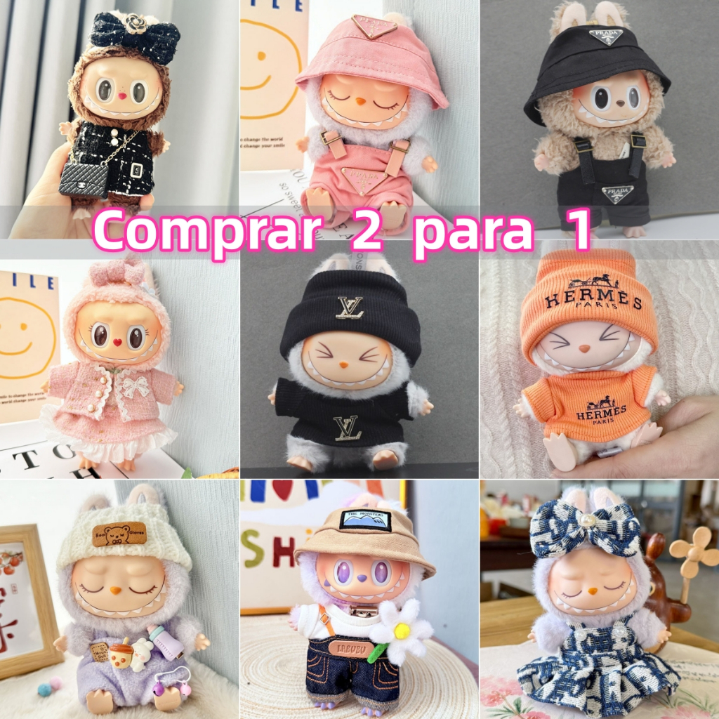 (somente labubu clothes) v1 v2 Labubu roupa v1 17cm Macaron Labubu ...