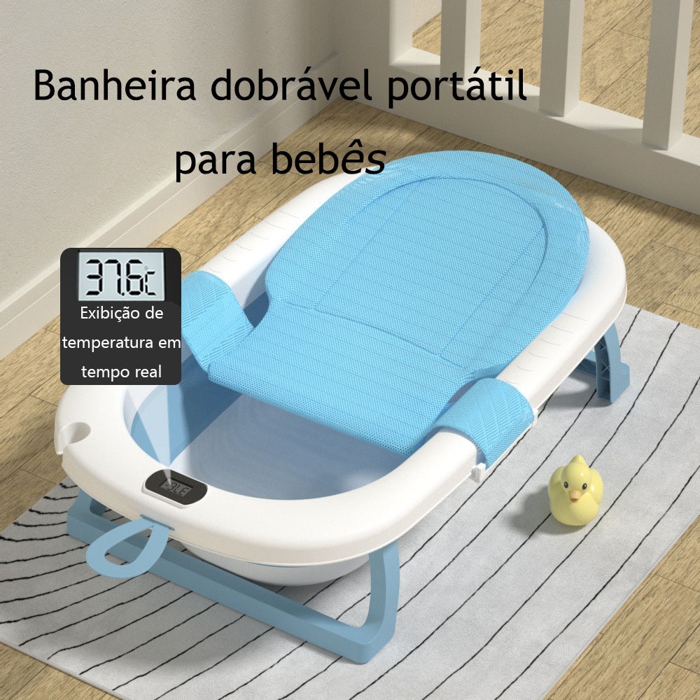 Banheira de Bebe Infantil 45L Dobrável Retrátil Em Silicone Bacia ...