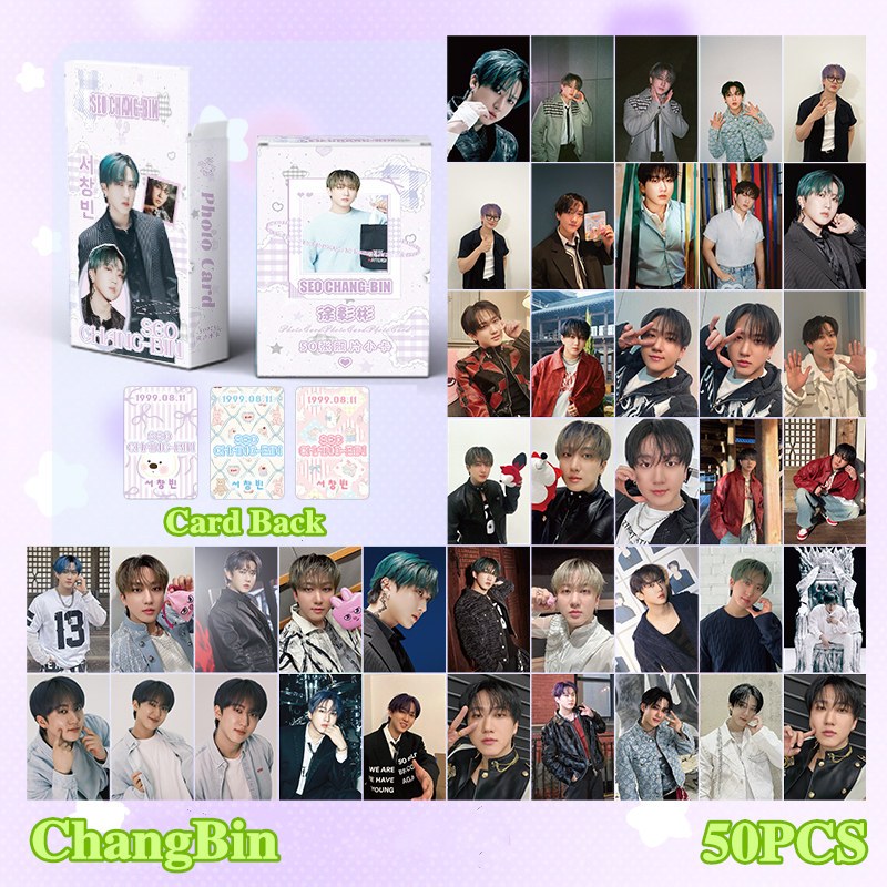 50 Pçs/Caixa Stray kids Photocards Cartão Laser Seungmin ChangBin