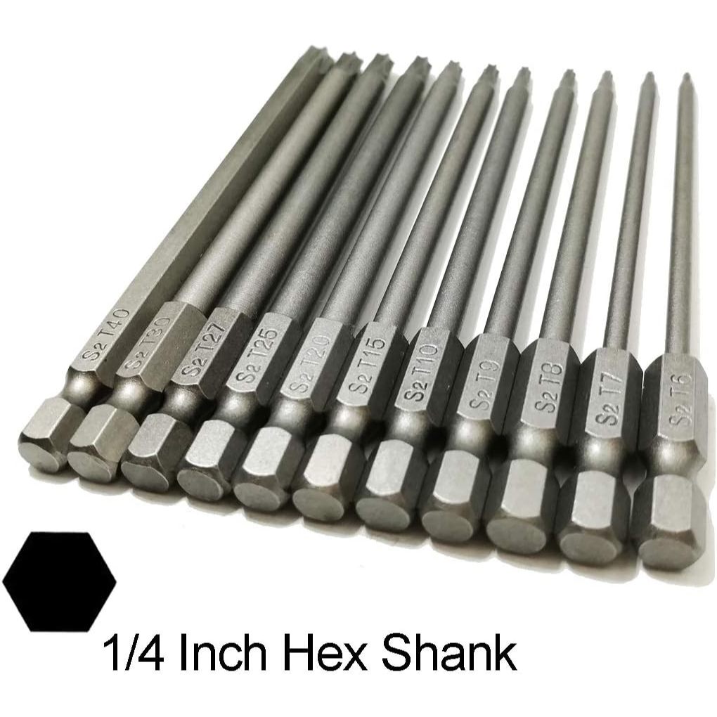 kit 11 chaves bits torx 100mm Compatíveis com parafusadeiras, chaves manuais e elétricas