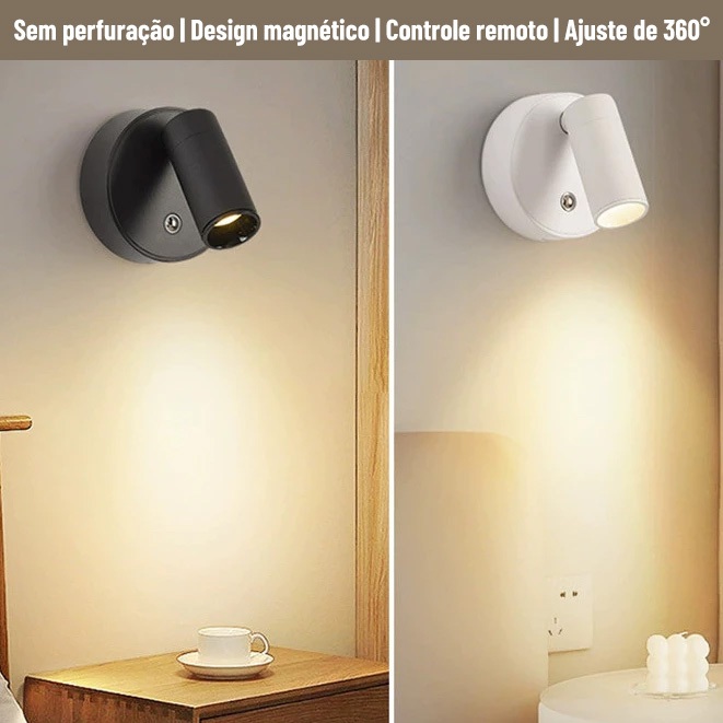 Luminária para quarto sem fio recarregável LED Leitura arandela de ...