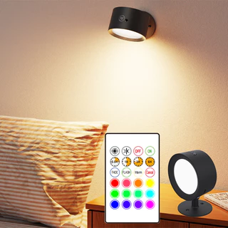Kit 2 luminárias de parede sem fio com ímã, luz de leitura moderna com controle remoto LED e alimentação USB