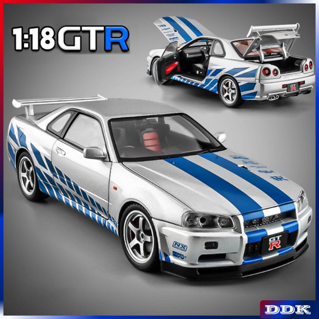 1 : 18 Nissan GTR-R34 Diecast Alloy Model Toy Car Sound Light Pull