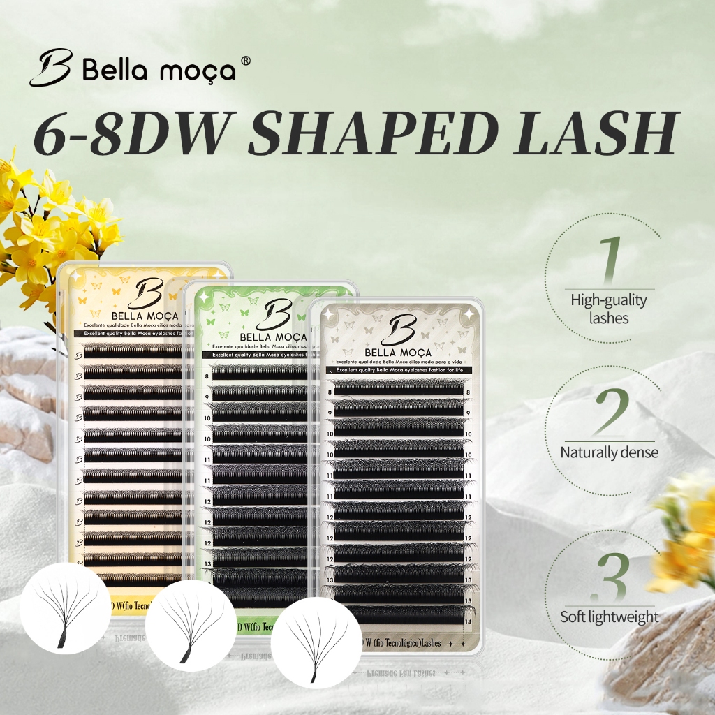Bella Moça 6D 7D 8D W Extensão De Cílios Em Forma De Para