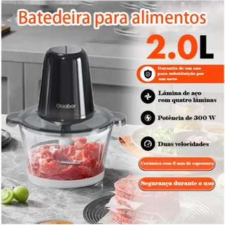 Processador Gaabor 2L 300W-4 Lâminas De Aço Inoxidável , Tigela De Vidro , Ideal Para Vegetais E Carne em Oferta na Shopee