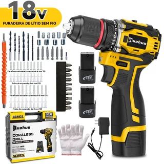 700W Furadeira Parafusadeira 18v 2 Baterias Furadeira De Impacto Elétrica Martelete Rompedor Com Acessórios
