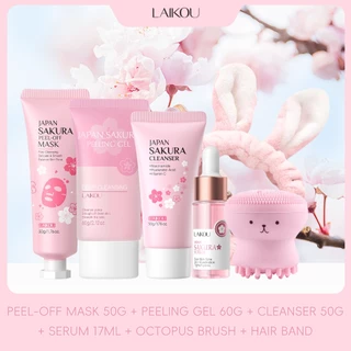 LAIKOU Sakura Brightening 6Pcs Set Mesmo Tom De Pele Suavizar A Hidratação Da Rugas Suaves em Oferta na Shopee