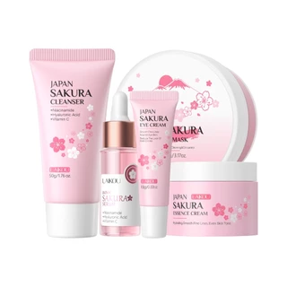 LAIKOU Japan Sakura Whitening Face Serum Cherry blossoms Reduce Spots Anti-aging Face Wash Skin Care Set em Oferta na Shopee