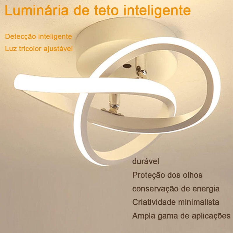 Lustre LED Moderno Com Sensor Inteligente Luz De Teto Criativa Tricolor ...