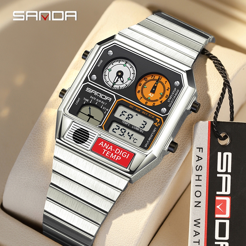 SANDA 3192 LED Eletrônico Quadrado Masculino Jovem Casual