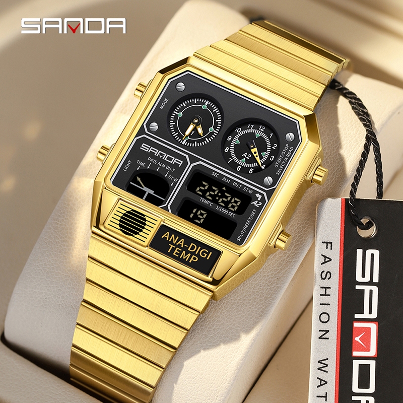 SANDA 3192 LED Eletrônico Quadrado Masculino Jovem Casual