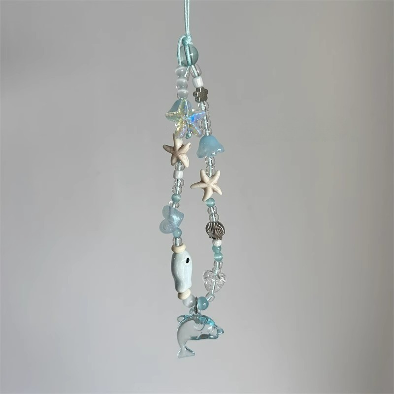 Chaveiro Y2K Silver Clear Star Bead Keychain No Telefone Charme
