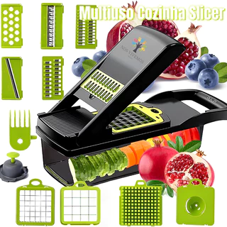 Fatiador de cozinha multifuncional profissional em aço inoxidável 16 em 1 fatiador de vegetais/frutas/legumes em Oferta na Shopee