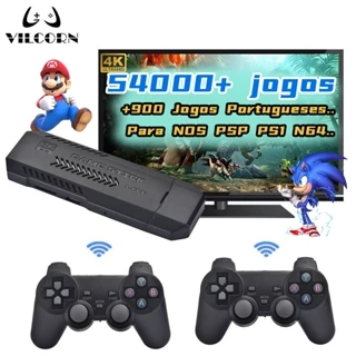 VILCORN Console De Vídeogame TV HD Game Stick 4K 256GB 54000 Retrô Portátil Jogo 50 Emuladores Para NDS PSP PS1 N64