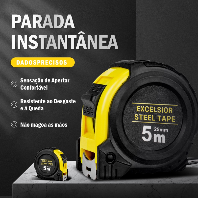 Trena 10 Metros X 25mm Emborrachada Com Trava Fita em aço Profissional ...