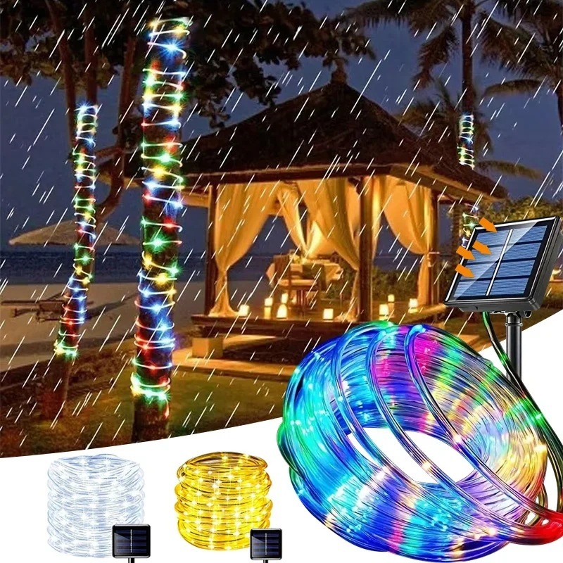 Luci Solari Da Esterno 32m 300 LED | Flessibili, Impermeabili Con 8 Modalità, Viola | Per Giardino, Feste E Decorazioni - 2