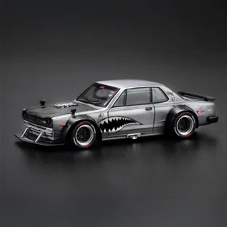 Poprace PRE005 1/64 Skyline GT-R V8 Drift Hakosuka Metálico Prata Enigma Exclusivo Modelo De Carro Em Escala Diecast