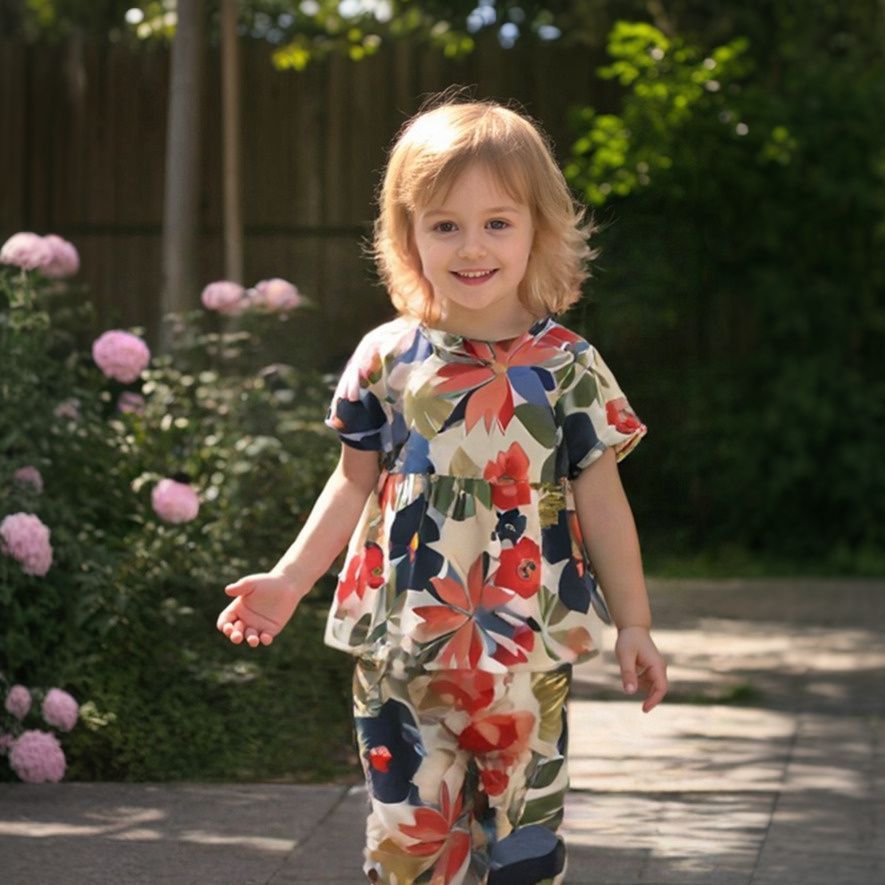 Conjuntos De Roupas Infantis De Verão Para Meninas Flores Casuais 2 Peças
