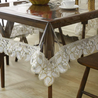 Toalha De Mesa De PVC À Prova D'água , Resistente A Óleo , Transparente , Sem Lavagem De Renda Retangular Novo Produto ,