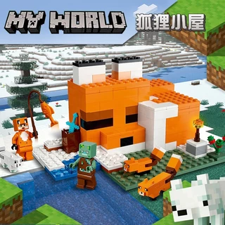 700 PCS MY WORLD Fox House Cogumelo House Steve Mine Meninos Meninas Educacionais Montados Bloco de Construção Brinqued
