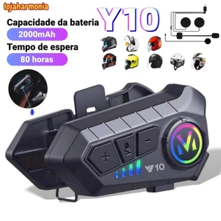 Y10 Fone De Capacete Com Luz Ambiente Bluetooth 5.3 Para Capacete Ipx6 À Prova D'água Para Motocicleta