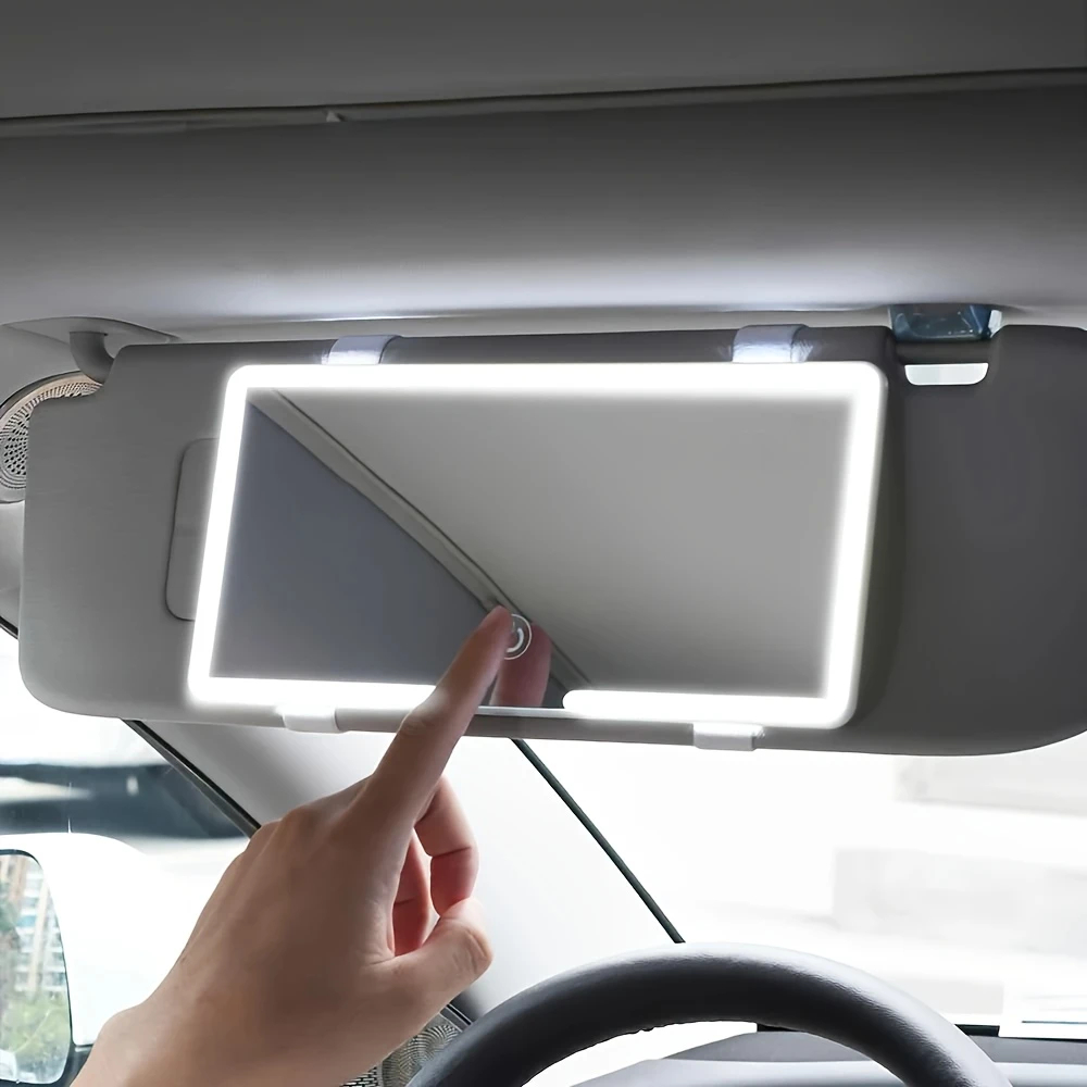 Universal LED Interior Do Carro Toque Espelho De Maquiagem Alta Viseira Solar Brilho Ajustável Dedo