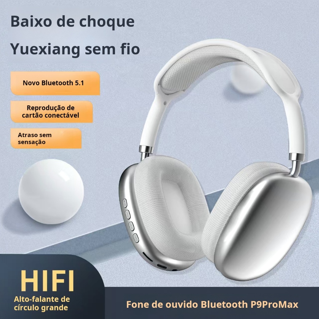 Fone de ouvido Bluetooth Sem Fio Headphone Bluetooth Recarregável P9 ...