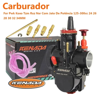 KENADA RACING Preto brilhante Carburador Para Pwk Koso Tzm Rxz Nsr Com Jato De Potência 125-300cc 24 26 28 30 32 34MM