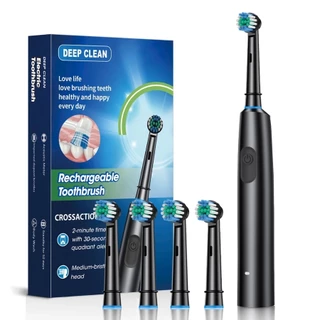 Escova De Dentes Elétrica Rotativa De Cabeça Redonda , Ajustável De Cinco Velocidades Com Cerdas Macias Sônicas Totalmen
