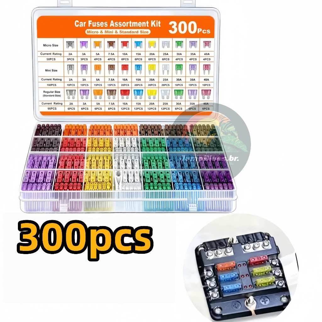 300 Pcs Conjunto Sortido Perfil De Tamanho Médio Lâmina Fusível Carro Auto Caminhão 2-40A Com Caixa Clipe Jump