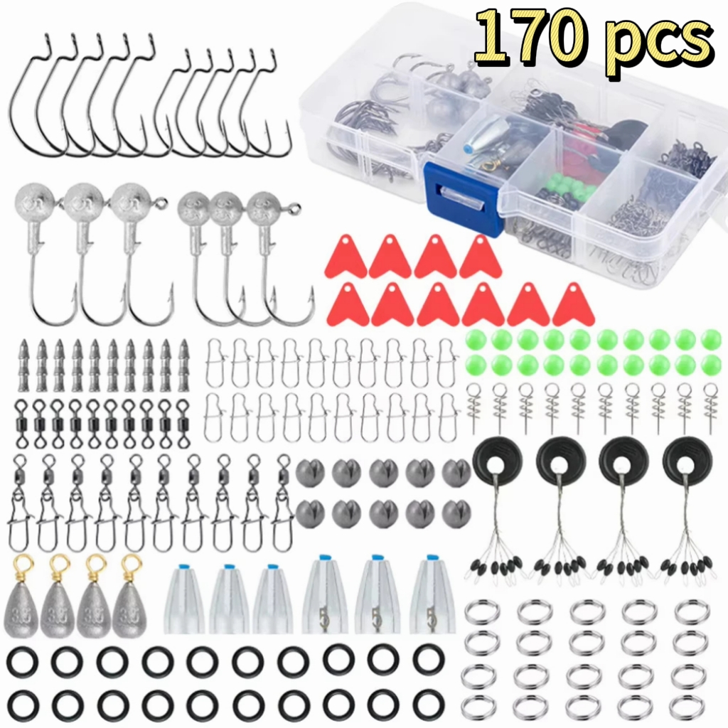 170 Pçs Ferramentas De Pesca Acessórios Kit Conjunto Com Caixa