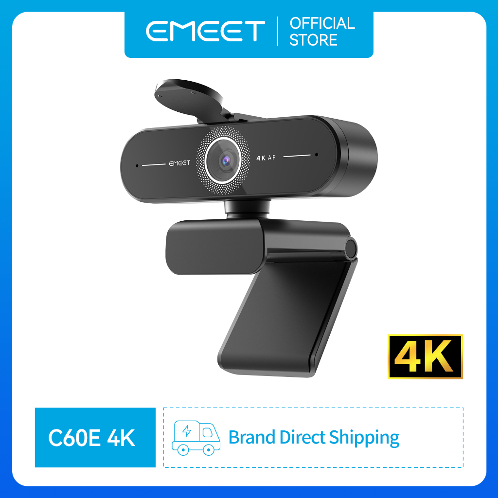 4K Webcam EMEET C60E 4K para Webcam e Transmissão via USB para PC/YouTube/Live Streaming