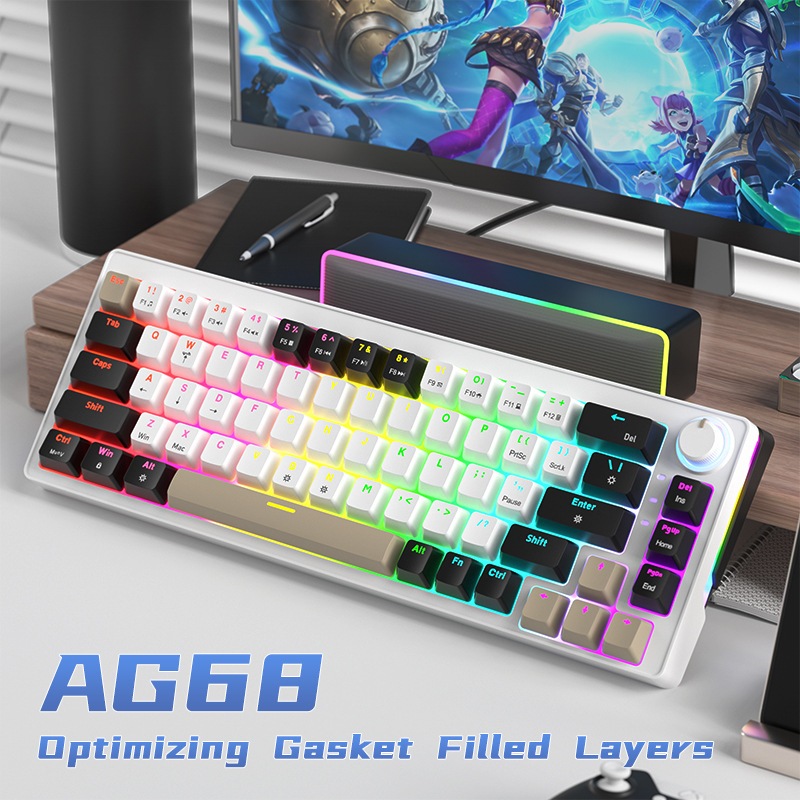 Zifriend Mecânico Teclado Silencioso Computador Gamer RGB Colorido