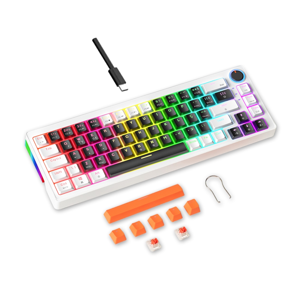 Zifriend Mecânico Teclado Silencioso Computador Gamer RGB Colorido