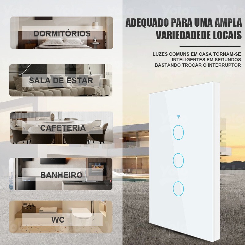 WiFi Smart Touch Switch 1/2/3 Botões Compatíveis Com Alexa E Google Assistant VOICE  LE-5308/LE-5306/LE-5307