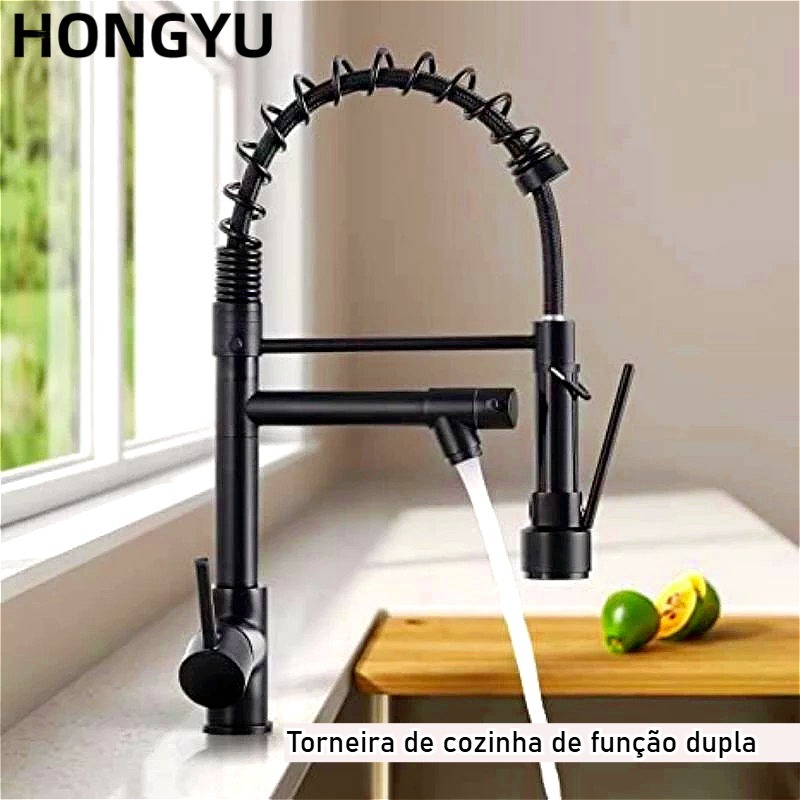 Torneira De Cozinha Gourmet Alça Única Com Extensor De Spray Tubo De ...