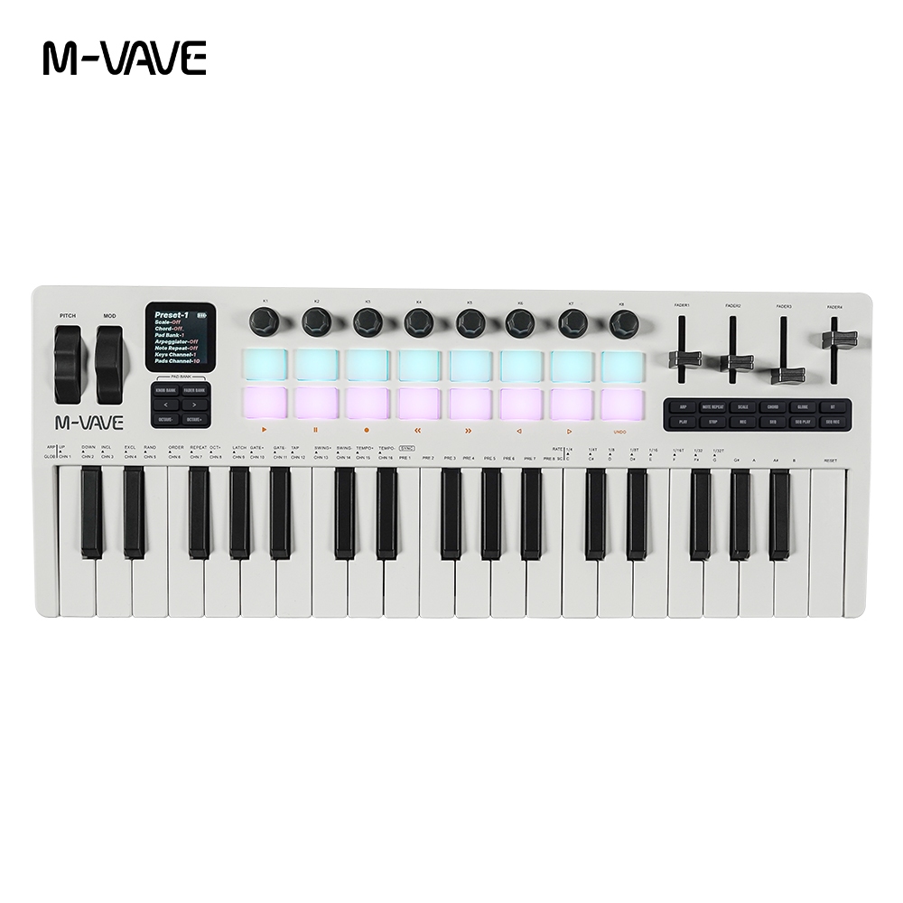 M-vave SMK-37 PRO Teclado MIDI Sensível À Velocidade De 37 Teclas Com Alcance De Três Onças E Sistema FM DX-7 Integrado