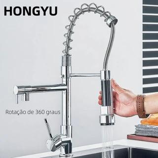 Torneira De Cozinha Gourmet Alça Única Com Extensor De Spray Tubo De Água Flexível Superior Prateado Para Ajuste