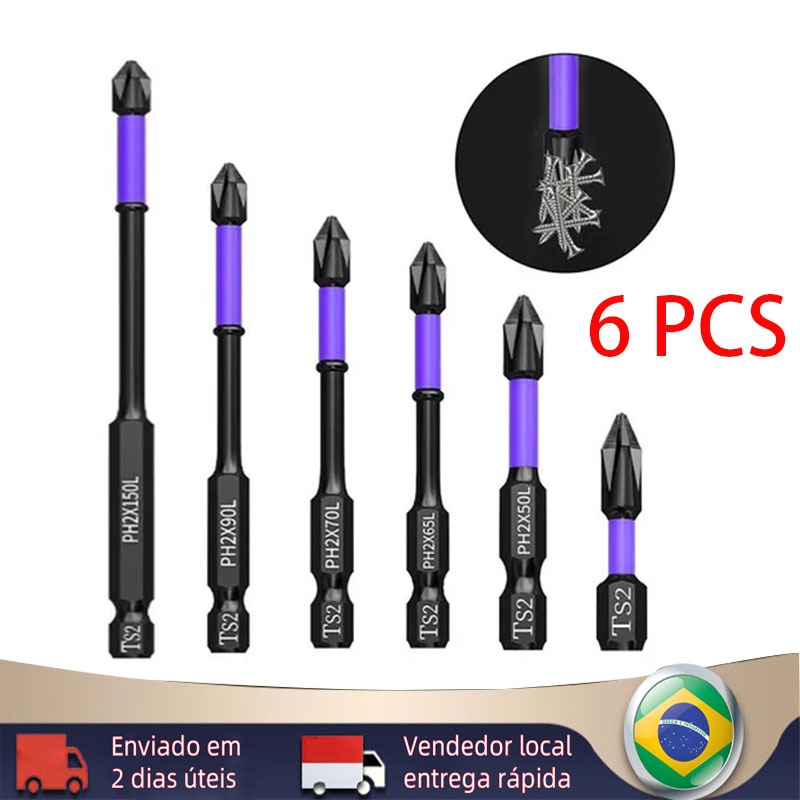 [BR Envio Imediato] Pontas Bits Super Magnética Ponteira Parafusadeira 6 Peças