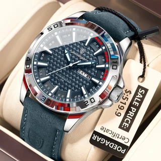 POEDAGAR Moda Esportes Relógio Masculino Militar À Prova Dwaterproof Água Pulseira De Couro Quartzo Relógios Masculinos
