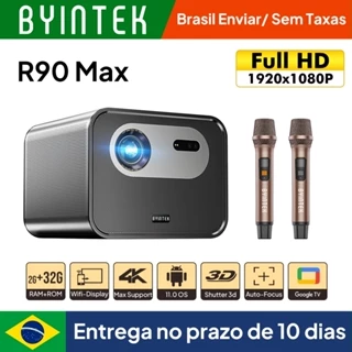 Byintek R90 Max Full HD 1080P Projetor DLP 2200 ANSI Lumens Android 3D 4K Mosquetão em Oferta na Shopee