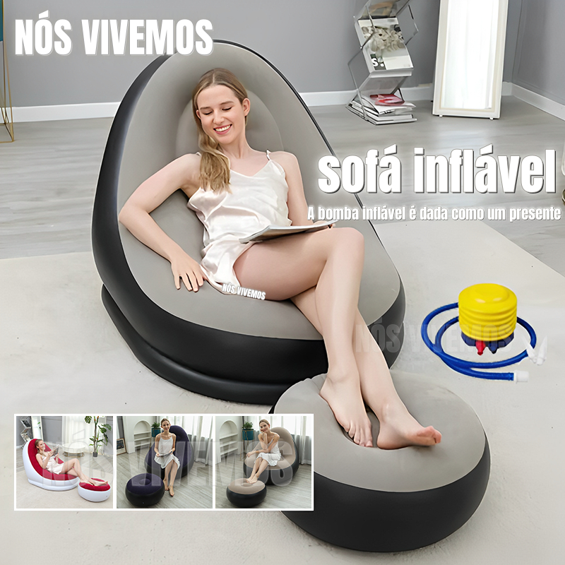 Sofá Poltrona Descanso Portátil Inflável Ultra Lounge Bombas de cortesia