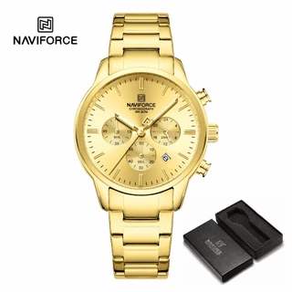 NAVIFORCE 8076 Clássico Redondo Multifuncional Janela Pulseira De Aço Inoxidável Relógio Masculino em Oferta na Shopee