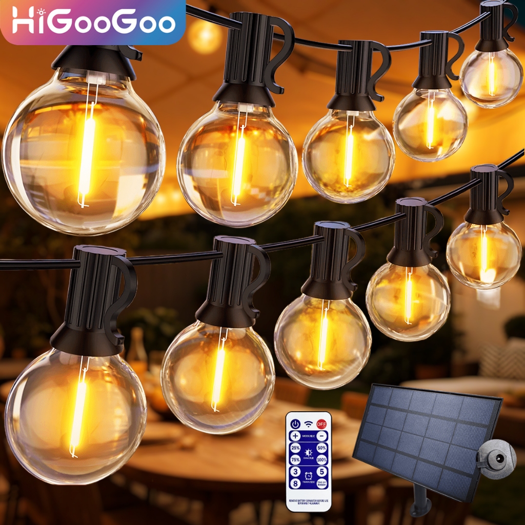 HiGooGoo Varal Luzes LED Solar Externa 9.5/17.25 Metros 25/45 Lâmpadas Luz Iluminação Para Jardim Decoração De Festa