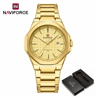 NAVIFORCE 9258 Relógio Masculino Simples Empresarial Com Pulseira De Aço Inoxidável À Prova D'água em Oferta na Shopee