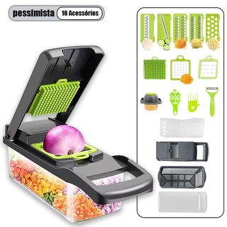 Professional Multipurpose Kitchen Slicer Stainless Steel 16 in 1 Slicer Cutter Grater Vegetables Fruits Foods em Oferta na Shopee