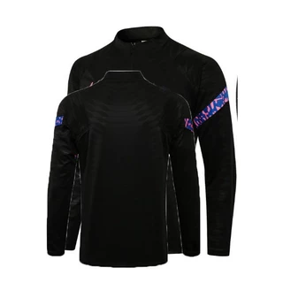 Camisa masculina de manga comprida com meio zíper moda masculina Casual Top de dedo preto