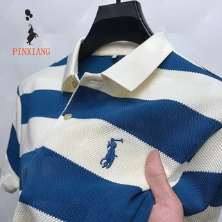Camisa Polo Masculina Casual Listrada Empresarial – Camiseta Elegante De Manga Curta