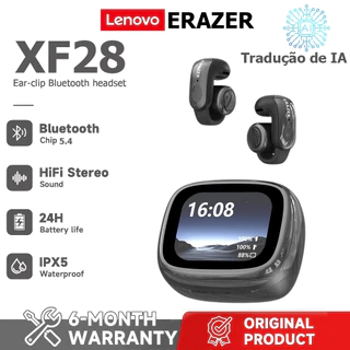 Um ano de garantia Lenovo ERAZER XF28 AI tradução inteligente fone de ouvido bluetooth 5.4 hd Display hd chamada voz ASM em Oferta na Shopee