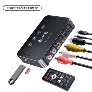 M6 NFC Bluetooth 5.3 Adaptador De Áudio 3.5 Mm Aux RCA SPDIF Receptor FM Sem Fio Transmissor Suporte TF